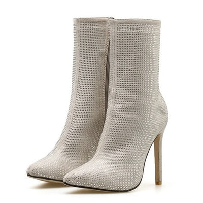 Women Pointed Toe Heeled Boots