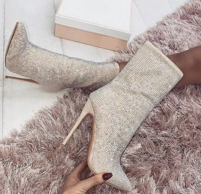 Women Pointed Toe Heeled Boots